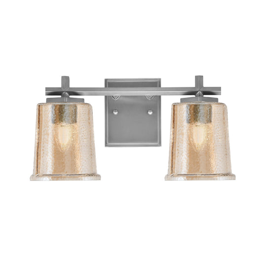 Toltec Franklin 7.75in 2-Light Bath Bar | Modern Graphite Steel and Amber Bubble Glass | Bathroom Vanity Light | 6.75 x 7.75 in | Model 1212-GP-5033