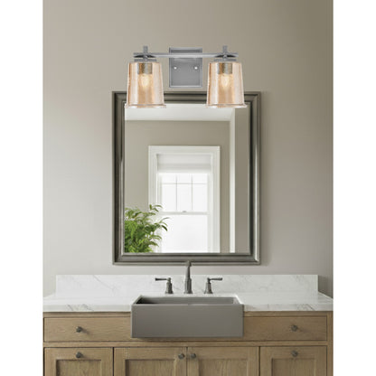 Toltec Franklin 7.75in 2-Light Bath Bar | Modern Graphite Steel and Amber Bubble Glass | Bathroom Vanity Light | 6.75 x 7.75 in | Model 1212-GP-5033