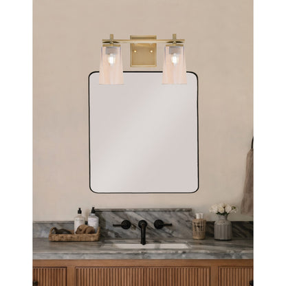 Toltec Franklin 2-Light Bath Bar | New Age Brass and Amber Gradient Glass | Bathroom & Powder Room Vanity Light | 6.25 x 8.75 in | Model 1212-NAB-263