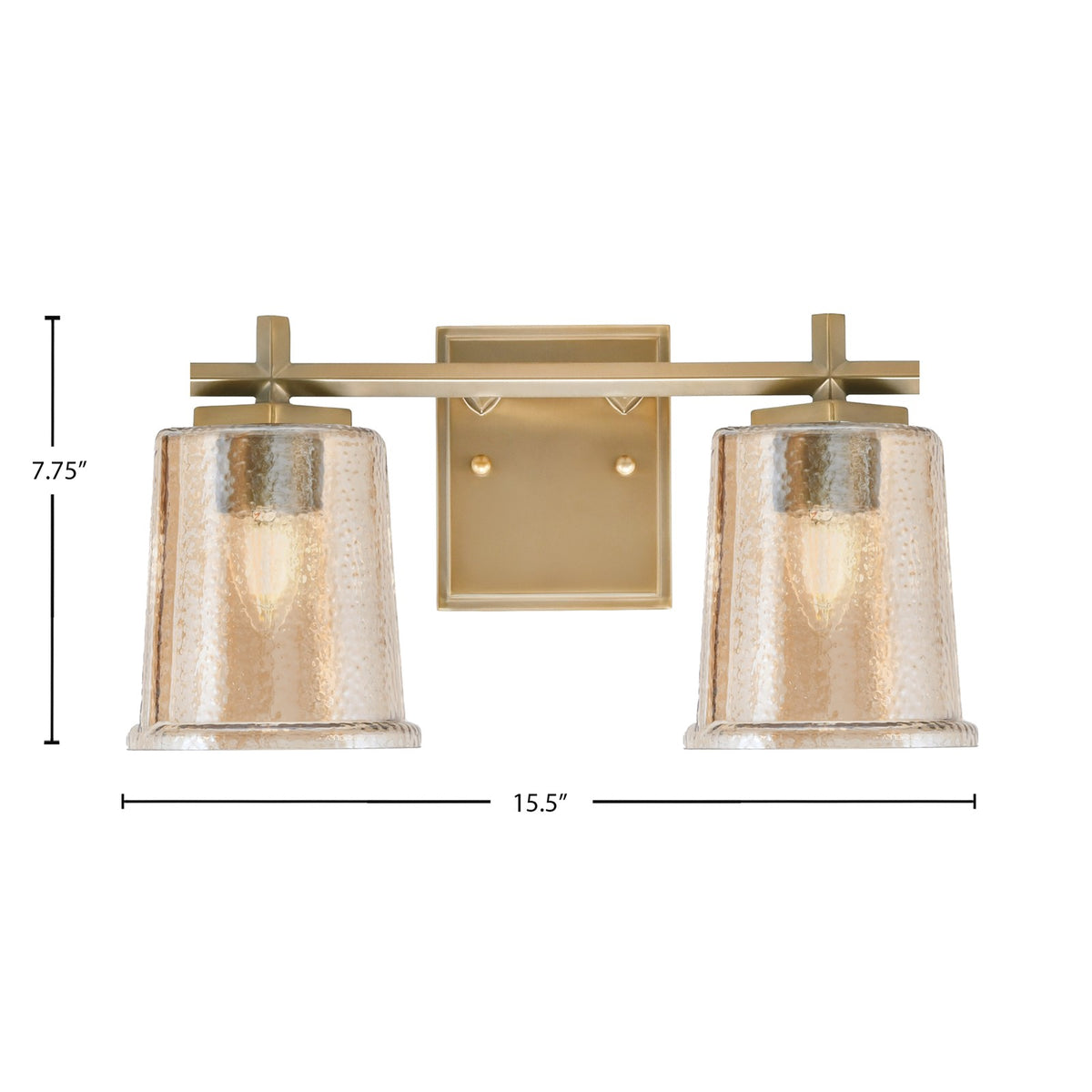 Toltec Franklin 2-Light Bath Bar | New Age Brass and Amber Bubble Glass | Bathroom Vanity Light | 6.75 x 7.75 in | Model 1212-NAB-5033