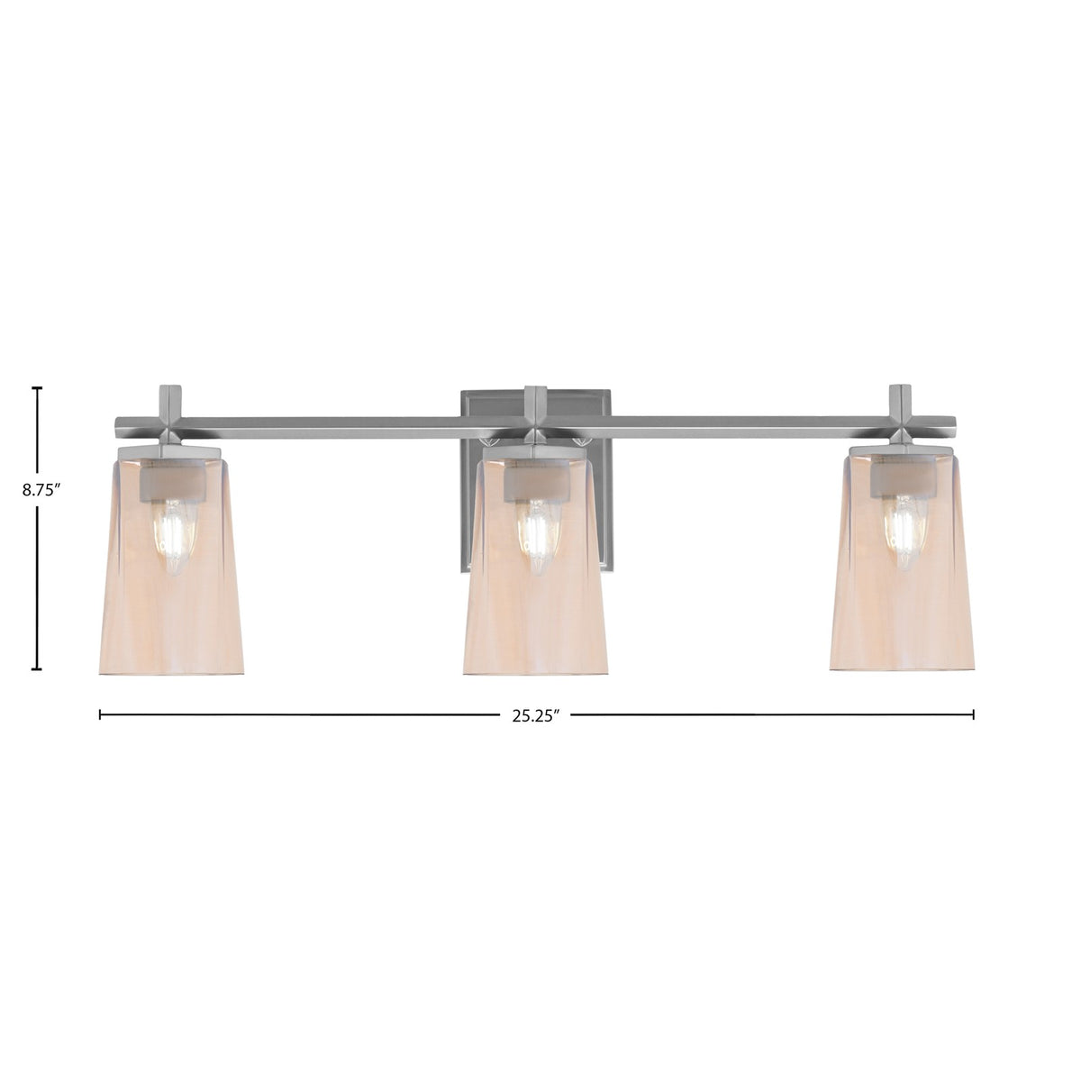 Toltec Franklin 11.25in 3-Light Bath Bar | Modern Graphite and Amber Gradient Glass | Bathroom Vanity & Powder Room | 5.5 x 11.25 in | Model 1213-GP-263