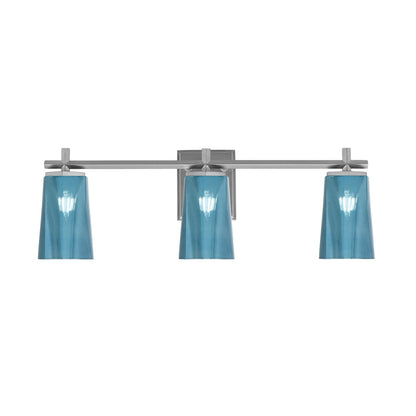Toltec Franklin 11.25in 3-Light Bath Bar | Modern Graphite and Blue Gradient Glass | Bathroom Vanity & Powder Room | 5.5 x 11.25 in | Model 1213-GP-265