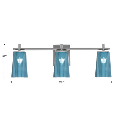 Toltec Franklin 11.25in 3-Light Bath Bar | Modern Graphite and Blue Gradient Glass | Bathroom Vanity & Powder Room | 5.5 x 11.25 in | Model 1213-GP-265