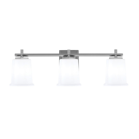 Toltec Franklin 10.25in 3-Light Bath Bar | Modern Graphite and White Opal Glass | Bathroom Vanity & Powder Room | 5.5 x 10.25 in | Model 1213-GP-5031