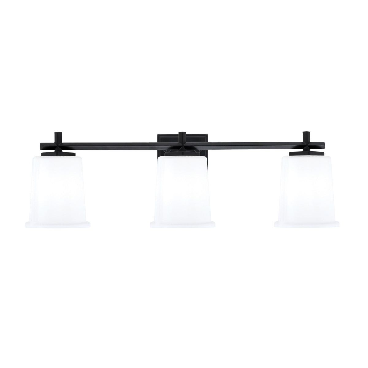 Toltec Franklin 10in 3-Light Bath Bar | Modern Matte Black and White Opal Glass | Bathroom Vanity Light | 5.5 x 10.25 in | Model 1213-MB-5031