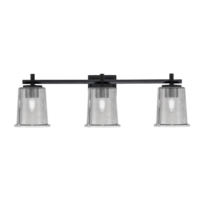 Toltec Franklin 10in 3-Light Bath Bar | Modern Matte Black and Smoke Bubble Glass | Bathroom Vanity Light | 5.5 x 10.25 in | Model 1213-MB-5032