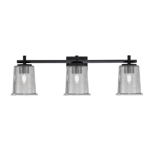 Toltec Franklin 10in 3-Light Bath Bar | Modern Matte Black and Smoke Bubble Glass | Bathroom Vanity Light | 5.5 x 10.25 in | Model 1213-MB-5032