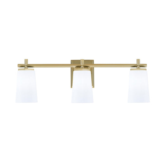 Toltec Franklin 3-Light Bath Bar | New Age Brass and White Opal Glass | Bathroom Vanity | 5.5 x 11.25 in | Model 1213-NAB-261