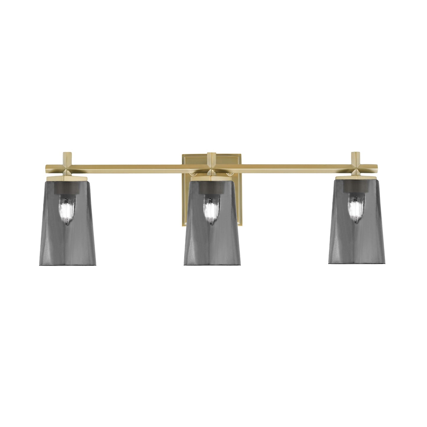 Toltec Franklin 3-Light Bath Bar | New Age Brass and Smoke Bubble Glass | Bathroom Vanity | 5.5 x 11.25 in | Model 1213-NAB-262