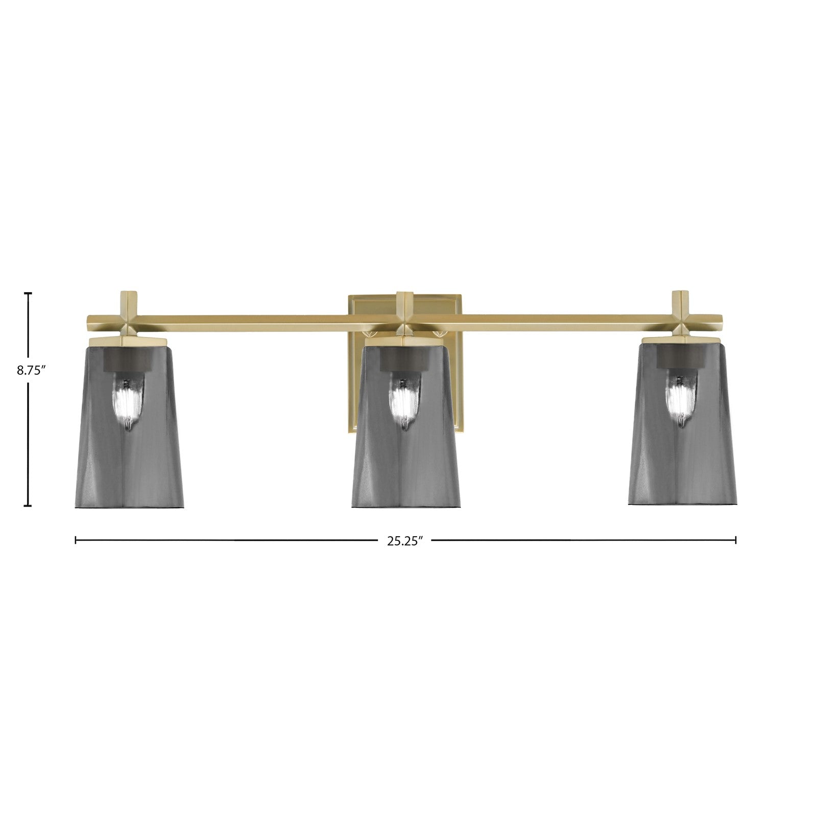 Toltec Franklin 3-Light Bath Bar | New Age Brass and Smoke Bubble Glass | Bathroom Vanity | 5.5 x 11.25 in | Model 1213-NAB-262