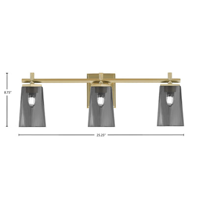 Toltec Franklin 3-Light Bath Bar | New Age Brass and Smoke Bubble Glass | Bathroom Vanity | 5.5 x 11.25 in | Model 1213-NAB-262