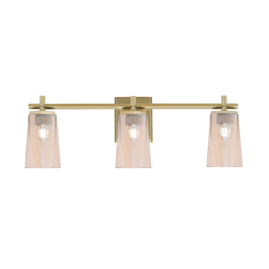 Toltec Franklin 3-Light Bath Bar | New Age Brass and Amber Gradient Glass | Bathroom Vanity | 5.5 x 11.25 in | Model 1213-NAB-263