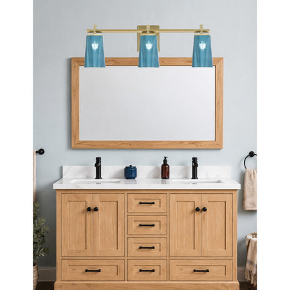 Toltec Franklin 3-Light Bath Bar | New Age Brass and Blue Gradient Glass | Bathroom Vanity | 5.5 x 11.25 in | Model 1213-NAB-265