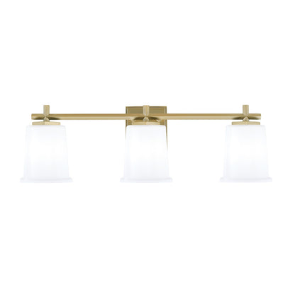Toltec Franklin 3-Light Bath Bar | New Age Brass and White Opal Glass | Bathroom Vanity Light | 5.5 x 10.25 in | Model 1213-NAB-5031