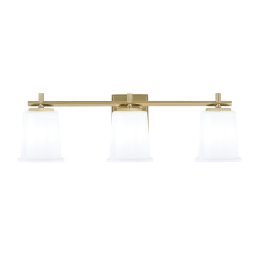 Toltec Franklin 3-Light Bath Bar | New Age Brass and White Opal Glass | Bathroom Vanity Light | 5.5 x 10.25 in | Model 1213-NAB-5031