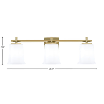 Toltec Franklin 3-Light Bath Bar | New Age Brass and White Opal Glass | Bathroom Vanity Light | 5.5 x 10.25 in | Model 1213-NAB-5031