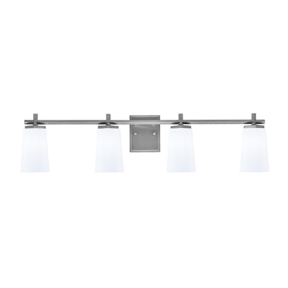 Toltec Franklin 4-Light Bath Bar | Graphite and White Opal Glass | Bathroom Vanity Light | 5.5 x 11.25 in | Model 1214-GP-261