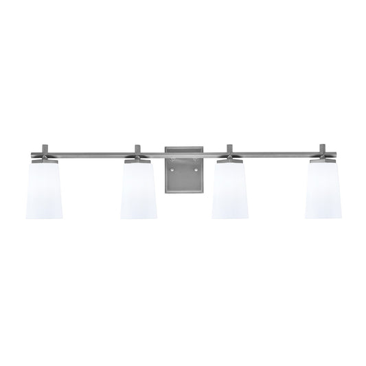 Toltec Franklin 4-Light Bath Bar | Graphite and White Opal Glass | Bathroom Vanity Light | 5.5 x 11.25 in | Model 1214-GP-261