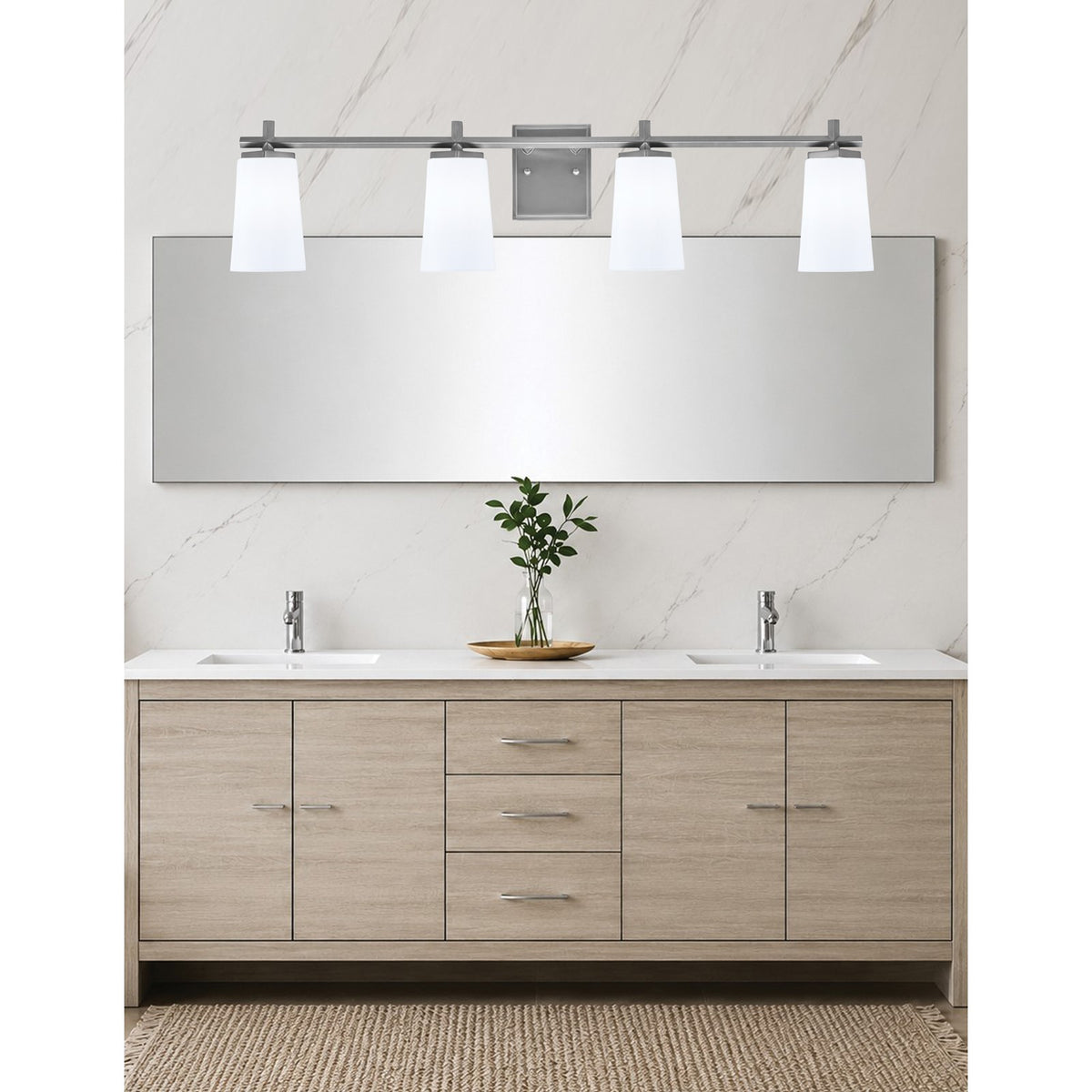 Toltec Franklin 4-Light Bath Bar | Graphite and White Opal Glass | Bathroom Vanity Light | 5.5 x 11.25 in | Model 1214-GP-261