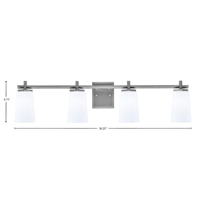 Toltec Franklin 4-Light Bath Bar | Graphite and White Opal Glass | Bathroom Vanity Light | 5.5 x 11.25 in | Model 1214-GP-261
