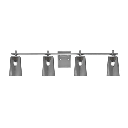 Toltec Franklin 4-Light Bath Bar | Graphite Steel and Smoke Bubble Glass | Bathroom & Powder Room Vanity Light | 11.25in H | Model 1214-GP-262