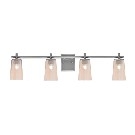 Toltec Franklin 4-Light Bath Bar | Graphite Steel and Amber Gradient Glass | Bathroom & Powder Room Vanity Light | 11.25in H | Model 1214-GP-263