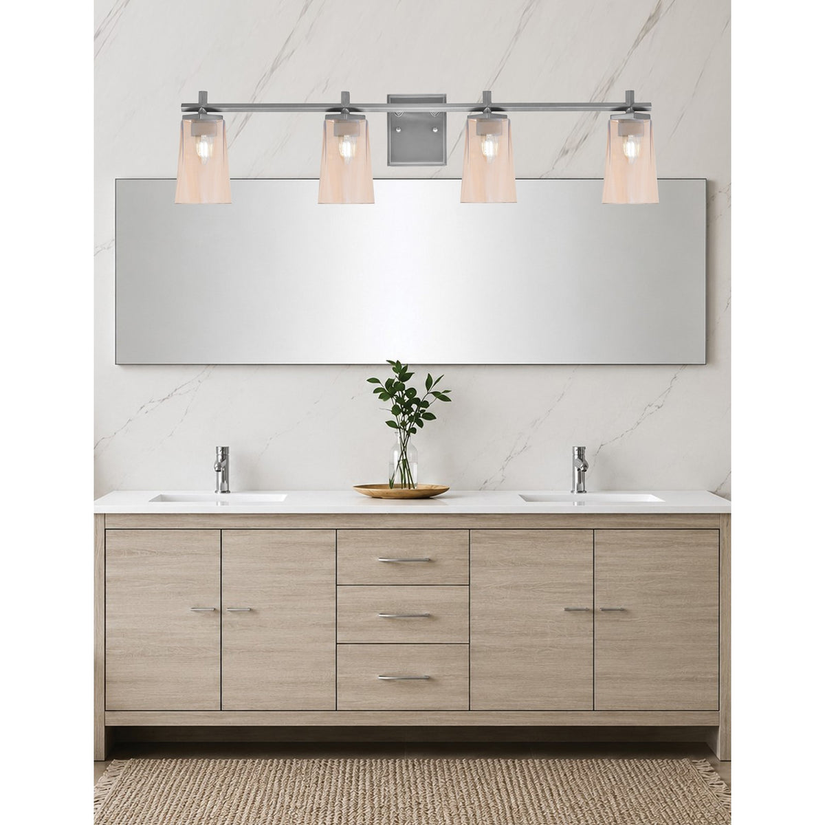 Toltec Franklin 4-Light Bath Bar | Graphite Steel and Amber Gradient Glass | Bathroom & Powder Room Vanity Light | 11.25in H | Model 1214-GP-263
