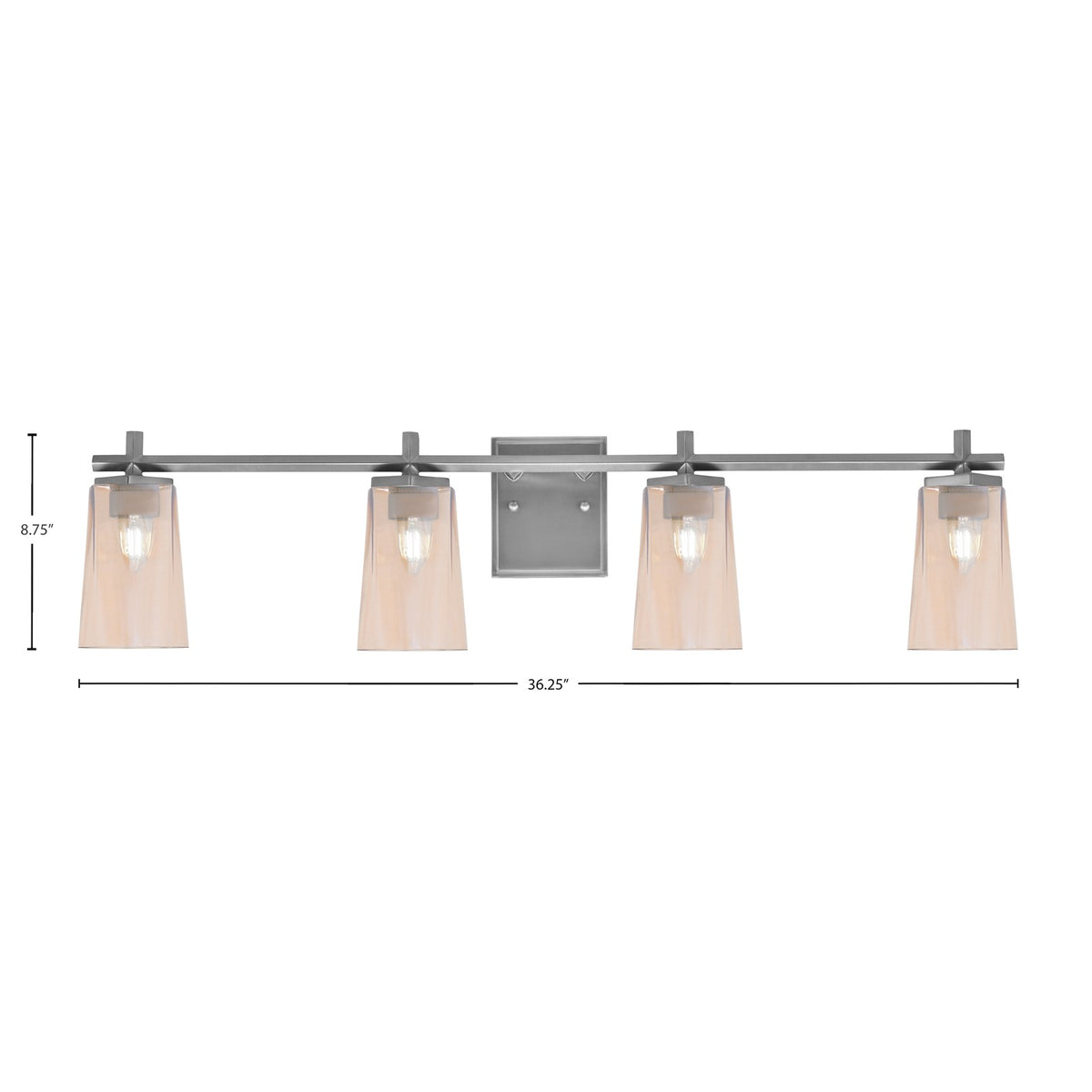 Toltec Franklin 4-Light Bath Bar | Graphite Steel and Amber Gradient Glass | Bathroom & Powder Room Vanity Light | 11.25in H | Model 1214-GP-263