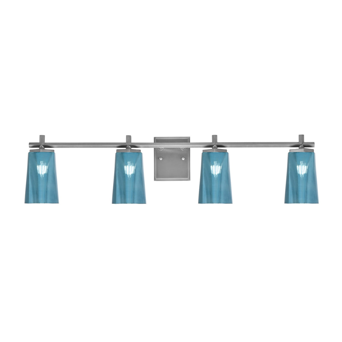 Toltec Franklin 4-Light Bath Bar | Graphite Steel and Blue Gradient Glass | Bathroom & Powder Room Vanity Light | 11.25in H | Model 1214-GP-265