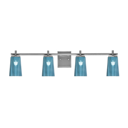Toltec Franklin 4-Light Bath Bar | Graphite Steel and Blue Gradient Glass | Bathroom & Powder Room Vanity Light | 11.25in H | Model 1214-GP-265