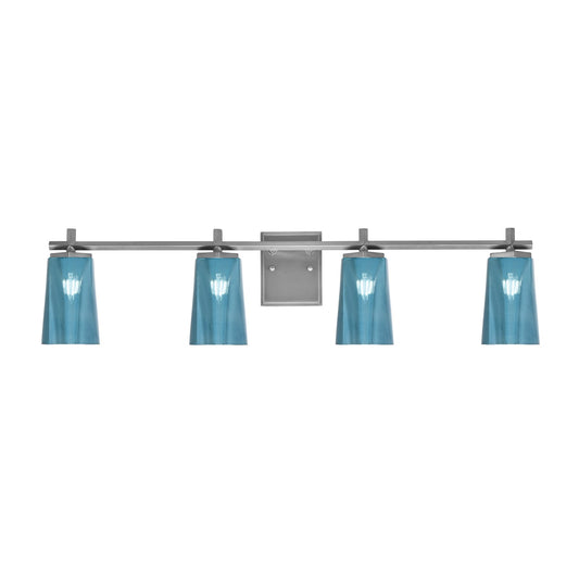 Toltec Franklin 4-Light Bath Bar | Graphite Steel and Blue Gradient Glass | Bathroom & Powder Room Vanity Light | 11.25in H | Model 1214-GP-265