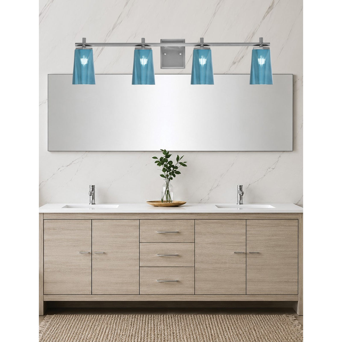 Toltec Franklin 4-Light Bath Bar | Graphite Steel and Blue Gradient Glass | Bathroom & Powder Room Vanity Light | 11.25in H | Model 1214-GP-265