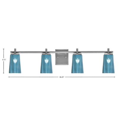Toltec Franklin 4-Light Bath Bar | Graphite Steel and Blue Gradient Glass | Bathroom & Powder Room Vanity Light | 11.25in H | Model 1214-GP-265