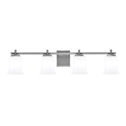 Toltec Franklin 4-Light Bath Bar | Graphite Steel and White Opal Glass | Bathroom & Powder Room Vanity Light | 10.25in H | Model 1214-GP-5031