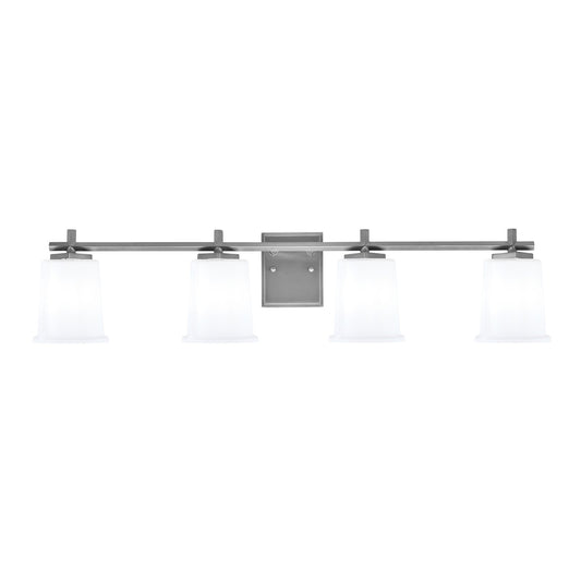 Toltec Franklin 4-Light Bath Bar | Graphite Steel and White Opal Glass | Bathroom & Powder Room Vanity Light | 10.25in H | Model 1214-GP-5031
