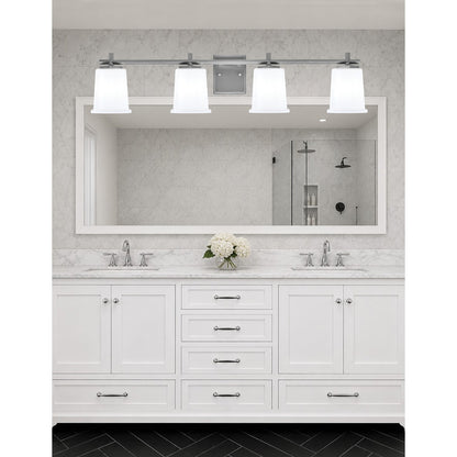 Toltec Franklin 4-Light Bath Bar | Graphite Steel and White Opal Glass | Bathroom & Powder Room Vanity Light | 10.25in H | Model 1214-GP-5031