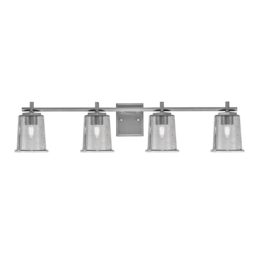 Toltec Franklin 4-Light Bath Bar | Modern Graphite Finish and Smoke Bubble Glass | Bathroom Vanity & Powder Room | 5.5 x 10.25 in | Model 1214-GP-5032