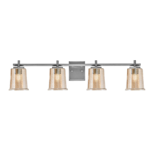 Toltec Franklin 4-Light Bath Bar | Modern Graphite Finish and Amber Bubble Glass | Bathroom Vanity & Powder Room | 5.5 x 10.25 in | Model 1214-GP-5033