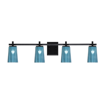 Toltec Franklin 4-Light Bath Bar | Modern Matte Black Steel and Blue Gradient Glass | Bathroom Vanity & Powder Room | 5.5 x 11.25 in | Model 1214-MB-265