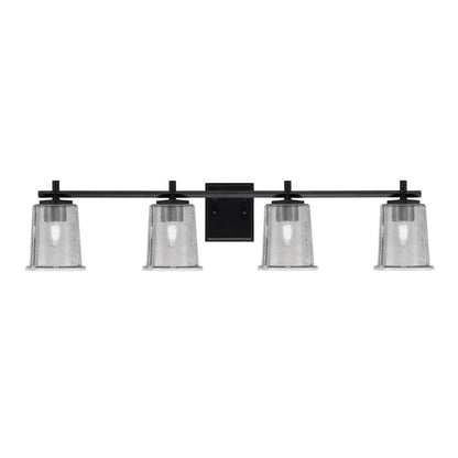 Toltec Franklin 4-Light Bath Bar | Modern Matte Black Steel and Smoke Bubble Glass | Bathroom Vanity & Powder Room | 5.5 x 10.25 in | Model 1214-MB-5032