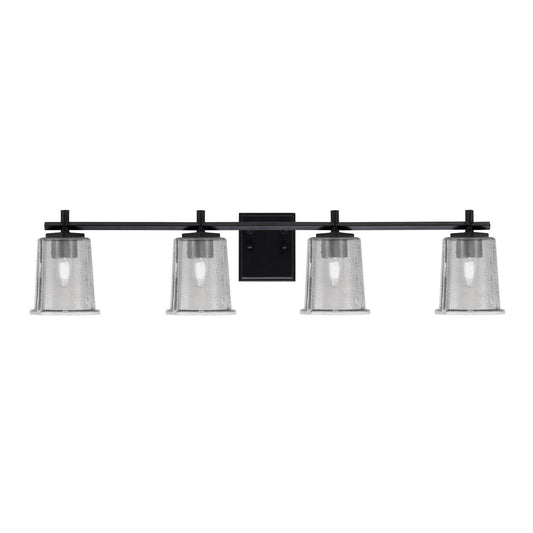 Toltec Franklin 4-Light Bath Bar | Modern Matte Black Steel and Smoke Bubble Glass | Bathroom Vanity & Powder Room | 5.5 x 10.25 in | Model 1214-MB-5032