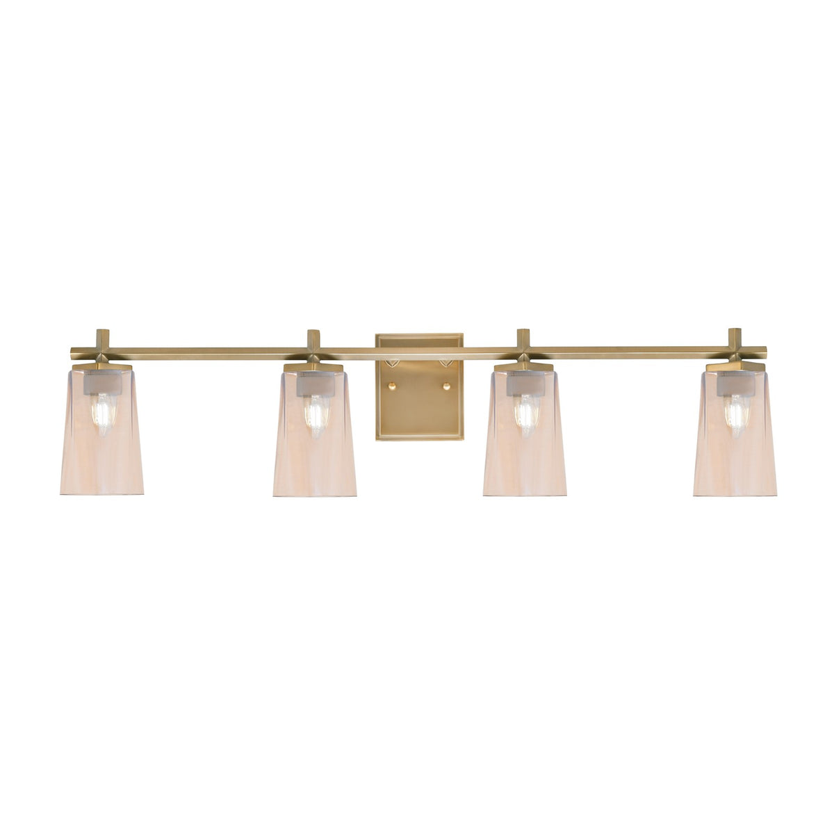Toltec Franklin 4-Light Bath Bar | Modern New Age Brass and Amber Gradient Glass | Bathroom Vanity Light | 5.5 x 11.25 in | Model 1214-NAB-263