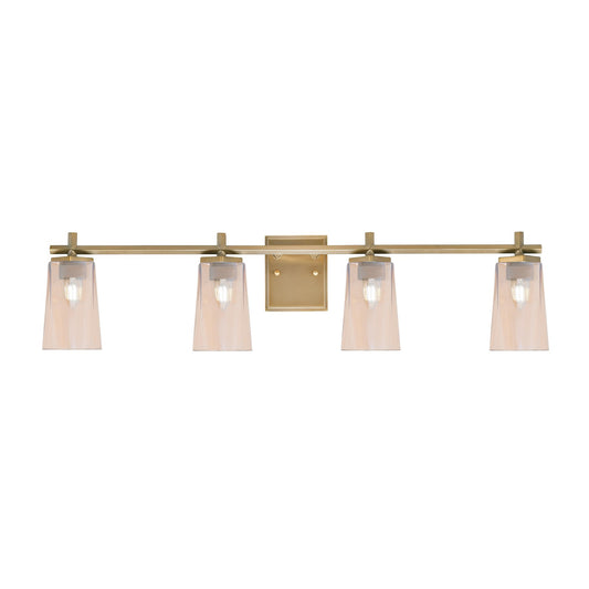Toltec Franklin 4-Light Bath Bar | Modern New Age Brass and Amber Gradient Glass | Bathroom Vanity Light | 5.5 x 11.25 in | Model 1214-NAB-263