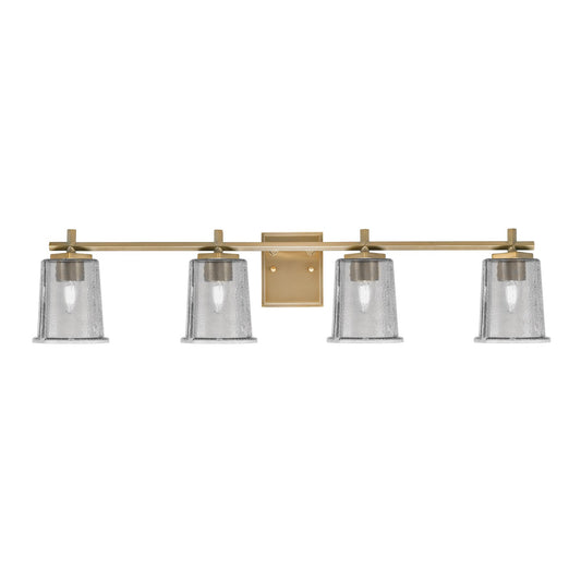 Toltec Franklin 4-Light Bath Bar | Modern New Age Brass and Smoke Bubble Glass | Bathroom Vanity & Powder Room | 5.5 x 10.25 in | Model 1214-NAB-5032