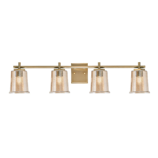 Toltec Franklin 4-Light Bath Bar | Modern New Age Brass and Amber Bubble Glass | Bathroom Vanity & Powder Room | 5.5 x 10.25 in | Model 1214-NAB-5033