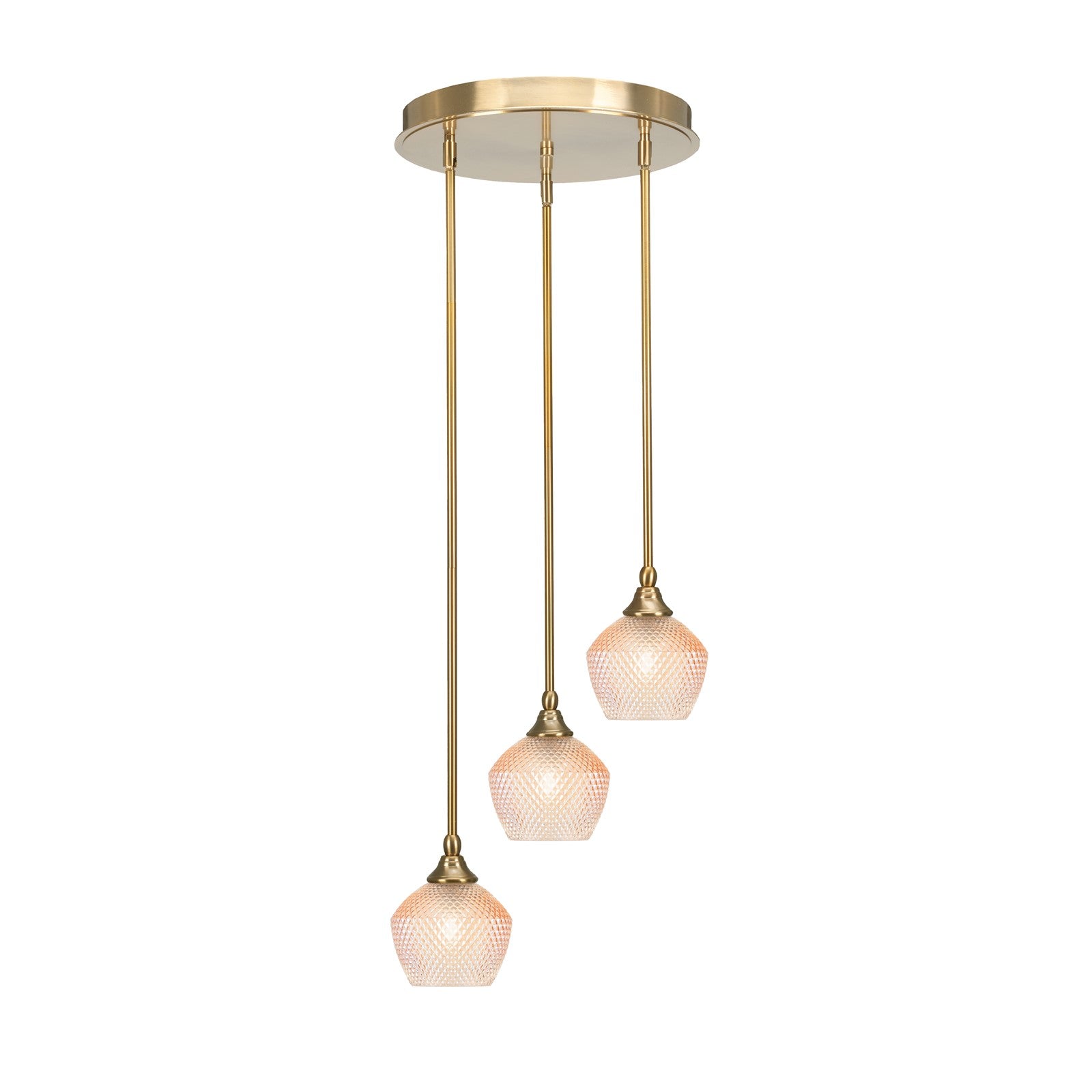 Toltec Empire 15in 3-Light Cluster Pendant | Modern New Age Brass Steel and Amber Textured Glass | Kitchen Island & Dining Room | 15 x 10.5 in | Model 2143-NAB-4623