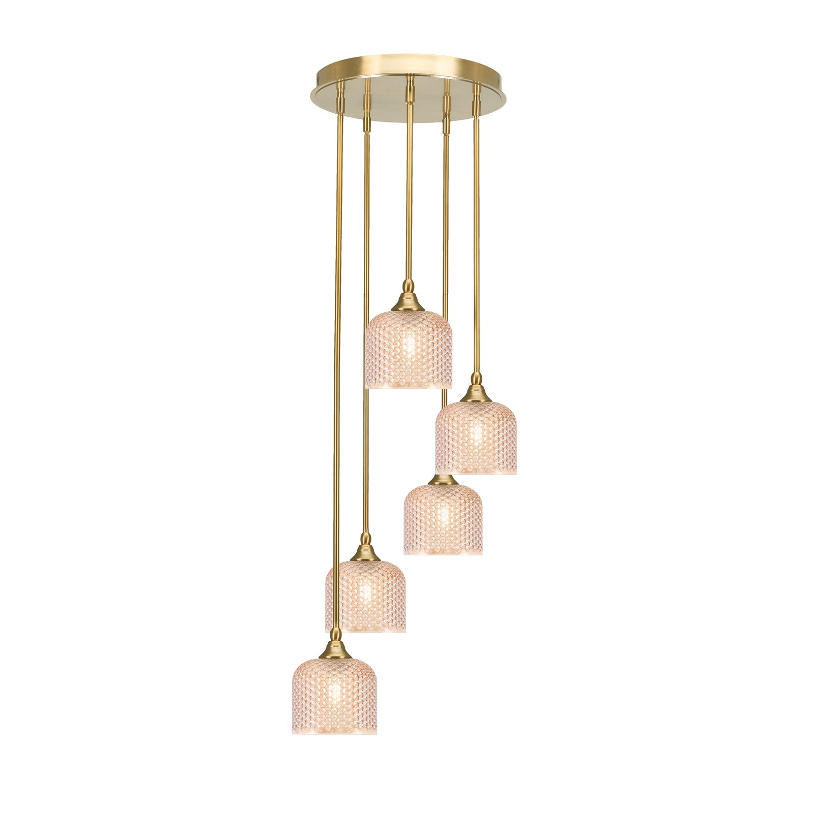 Toltec Empire 5-Light Cluster Pendant | New Age Brass Steel and Amber Textured Glass | Kitchen Island & Dining Room | 15.25 x 10.5 in | Model 2145-NAB-4613