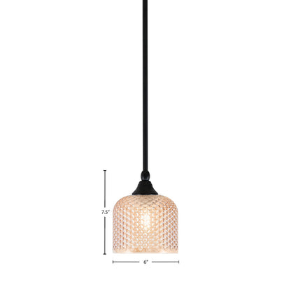 Toltec Stem 6in 1-Light Mini Pendant | Matte Black Steel and Amber Textured Glass | Kitchen Island & Counter | 6 x 7.5 in | Model 23-MB-4613