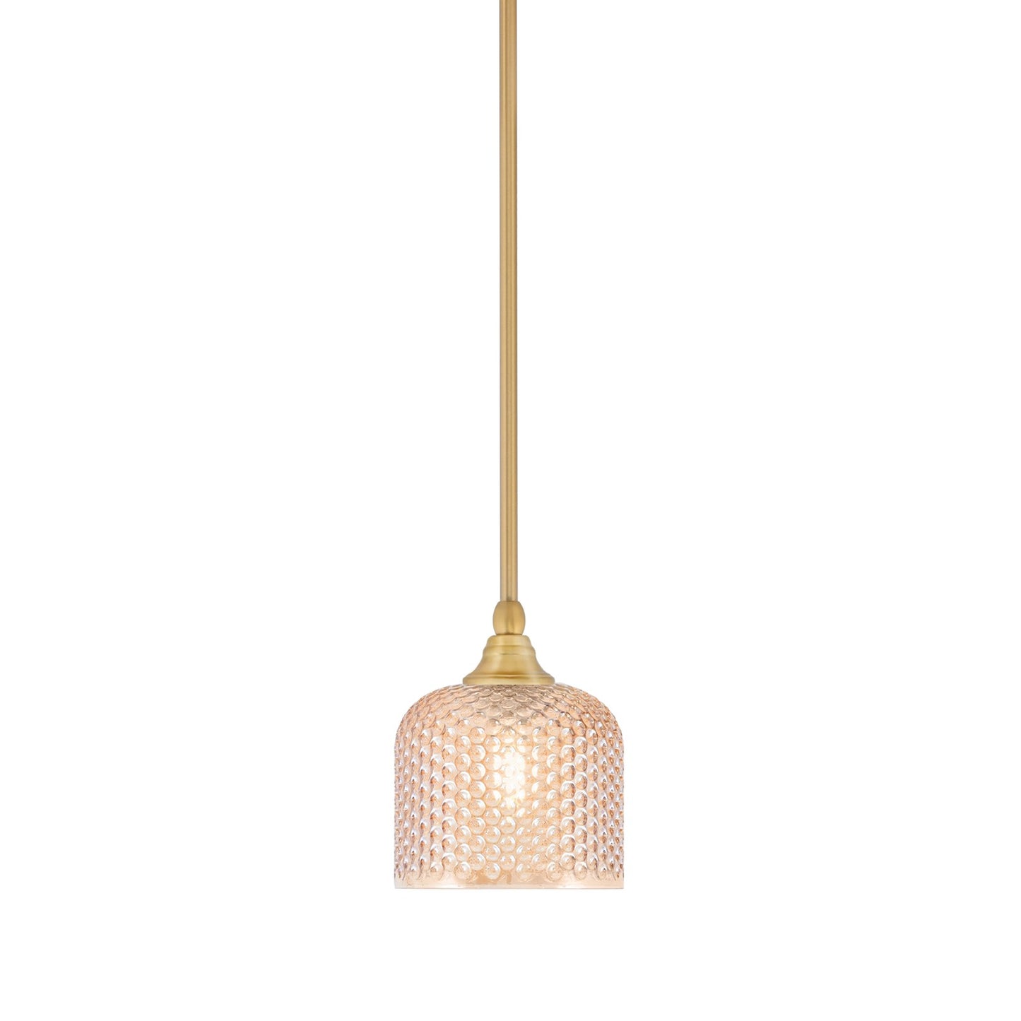 Toltec Stem 6in 1-Light Mini Pendant | New Age Brass Steel and Amber Textured Glass | Kitchen Island & Counter | 6 x 7.5 in | Model 23-NAB-4613