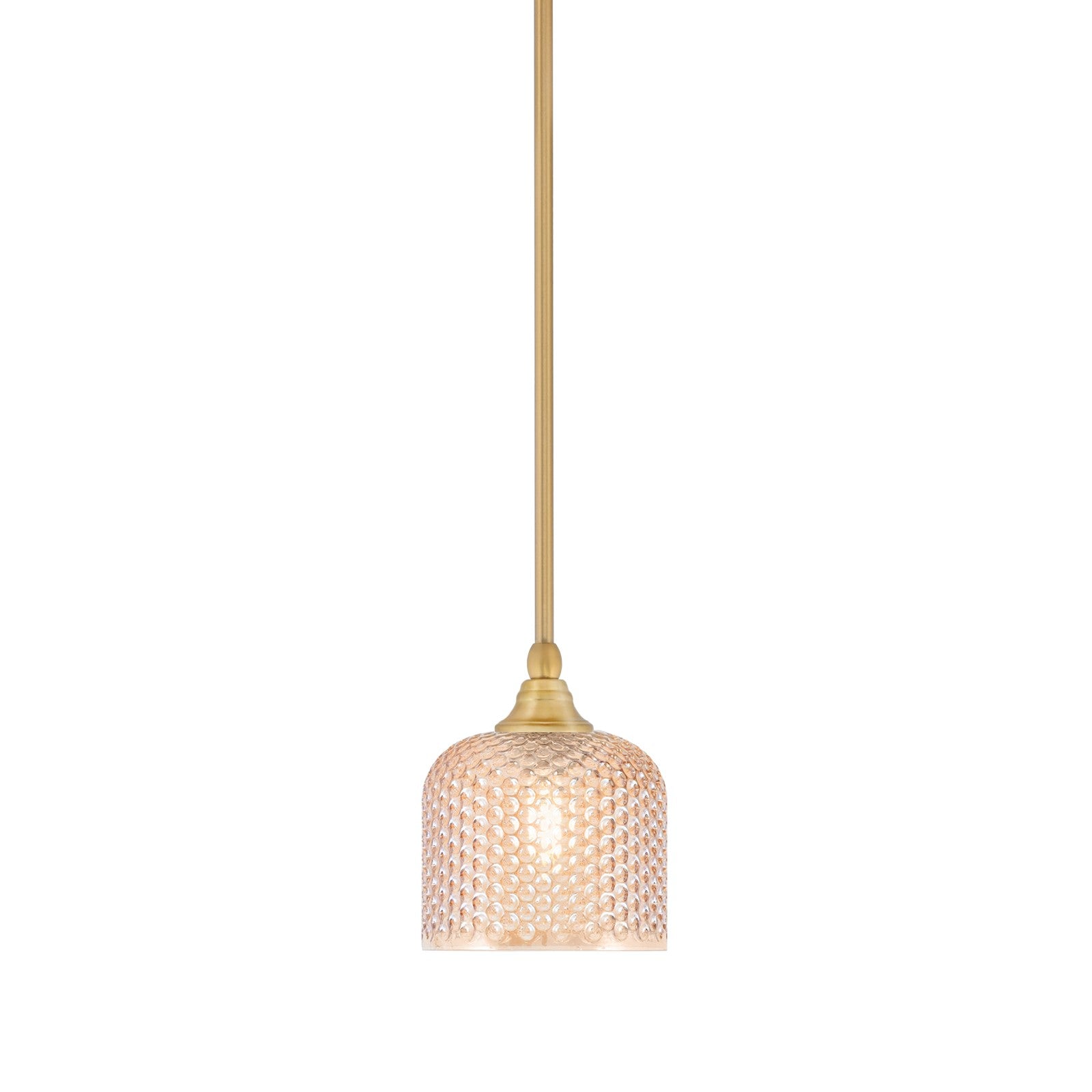 Toltec Stem 6in 1-Light Mini Pendant | New Age Brass Steel and Amber Textured Glass | Kitchen Island & Counter | 6 x 7.5 in | Model 23-NAB-4613